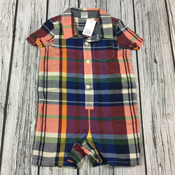 GAP Other - Gap Boys 0 3 6 12 18 24 Month Plaid Shorts Romper
